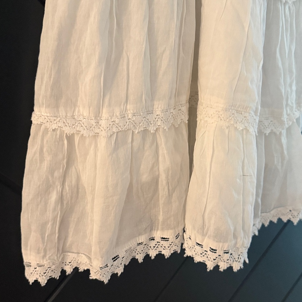 White Lace 100% Cotton Tiered Boho Sundress Made in India - Picture 6 of 8